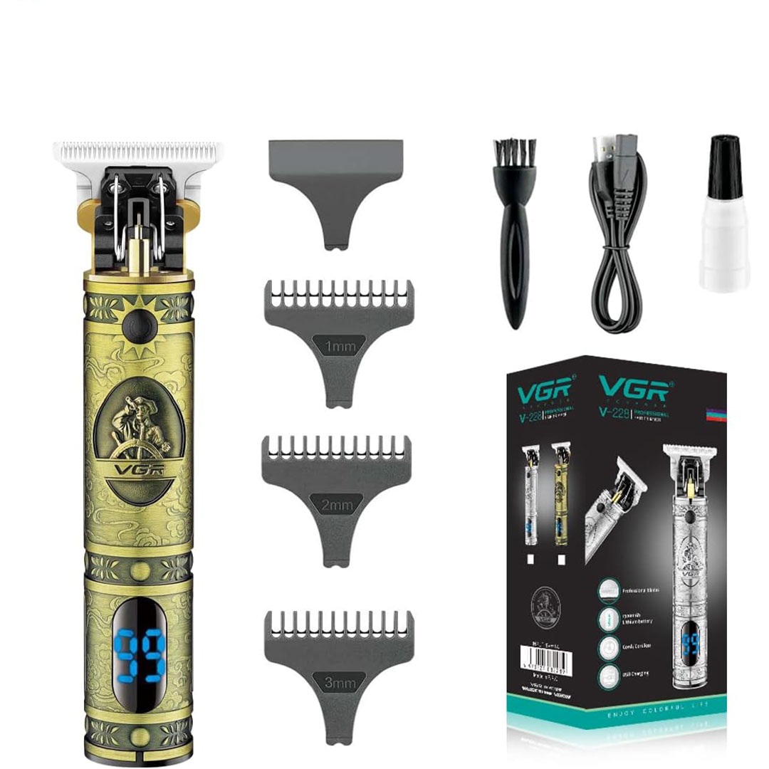 ماكينة حلاقة الشعر في جي أر القابلة للشحن للرجال - ذهبي - V-228