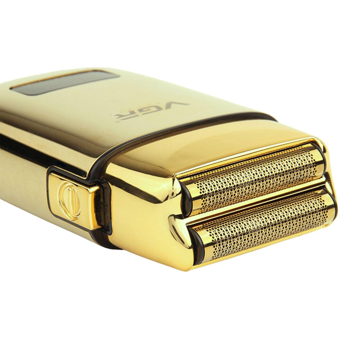 ماكينة حلاقة في جي أر لتشذيب اللحية للرجال قابلة للشحن - ذهبي - V-338