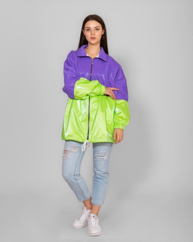 جاكيت ووتر بروف - موف/أخضر