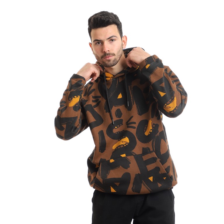 106 - هودي مبطن منقوش بجيوب