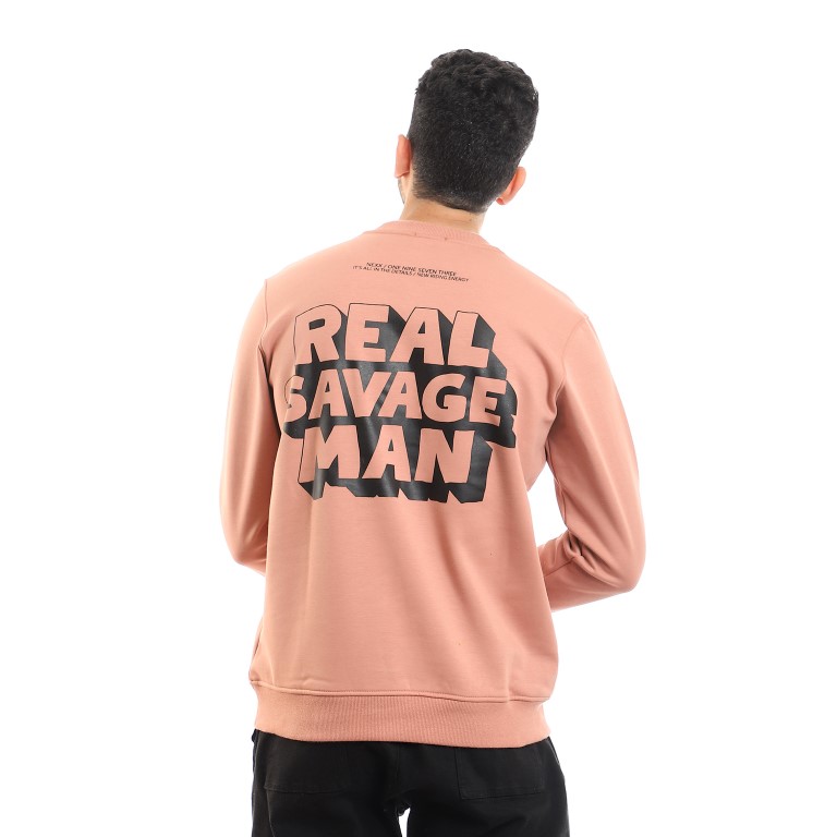 115 - سويت شيرت مبطن مطبوع برقبة مستديرة