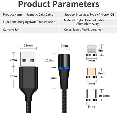 كابل شحن سريع وبيانات USB مغناطيسي 3 في 1 - 3 امبير
