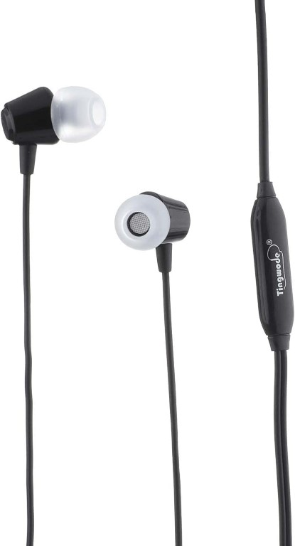 S6 سماعة اذن بسلك بميكروفون - أسود