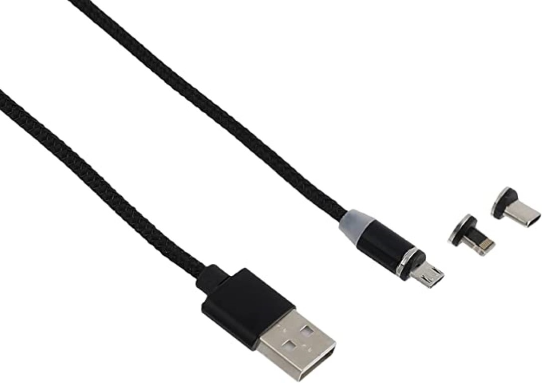 كابل شاحن سريع مغناطيسى 3فى1 - 1 متر - أسود