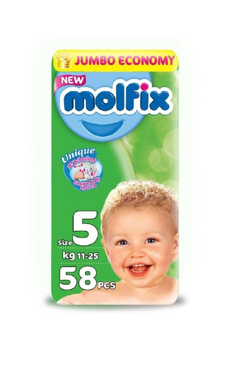 مولفيكس حفاضات جونيور - مقاس 5 - 58 حفاضة