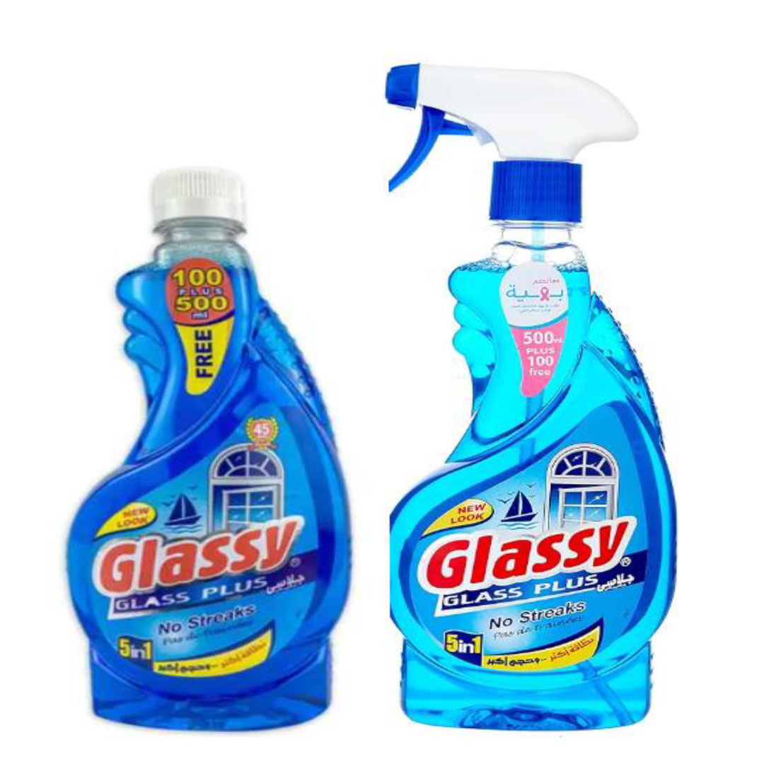 جلاسي منظف زجاج رشاش 600 مللي + 600 غيار