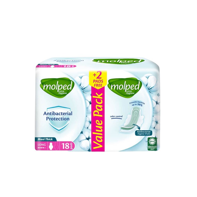 مولبيد فوطة صحية ماكسي - طويل - 18 فوطة + 2 هدية