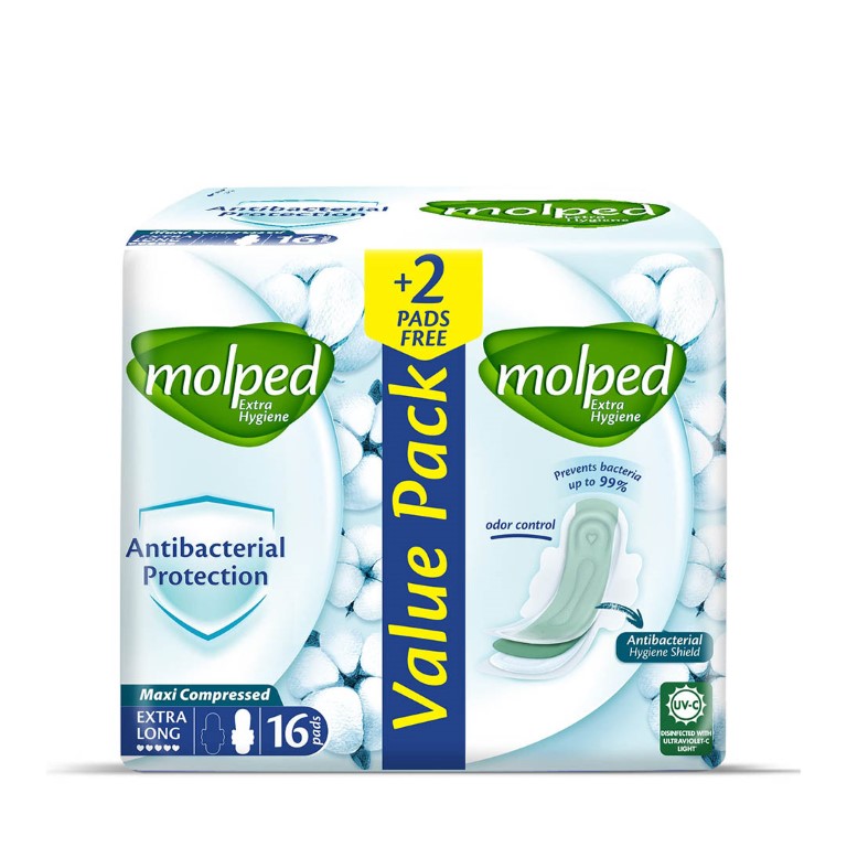 مولبيد فوطة صحية ماكسي - طويل جدا - 16 فوطة + 2 هدية
