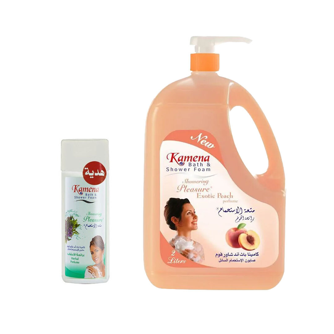 كامينا شاور جيل بالخوخ 2 لتر +شاور جيل 200 مل هدية