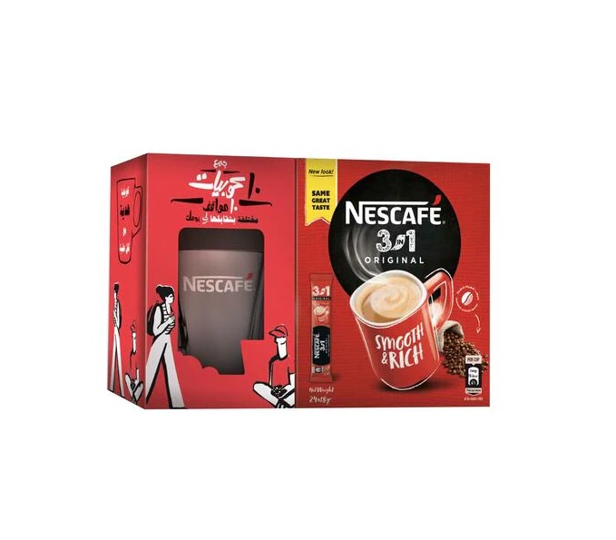نسكافيه 3*1 مع مج هدية - 18 جرام - 24 قطعة