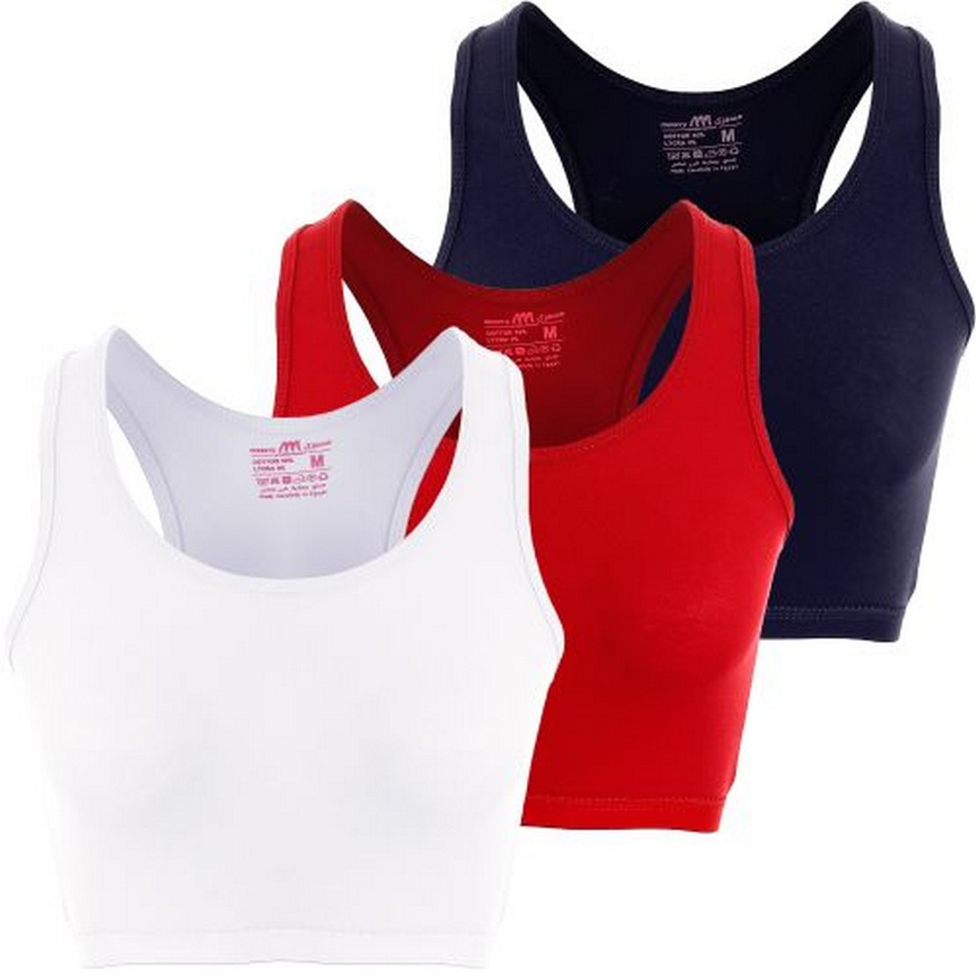 ميسيري مجموعة توب قصير حمالة عريضة - 3 قطع