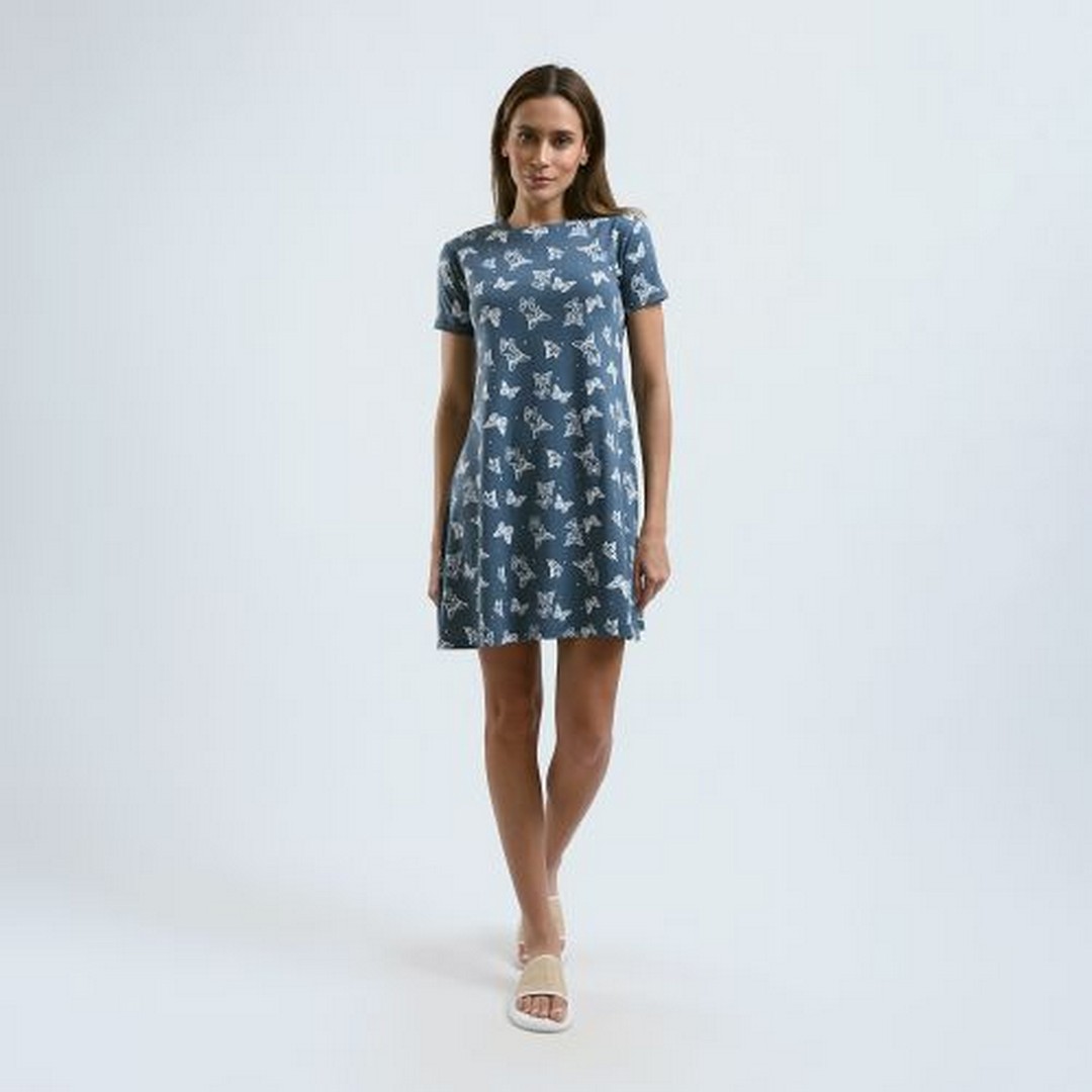 ميسيري قميص نوم مسيري مطبوع أكمام قصيرة - تركواز