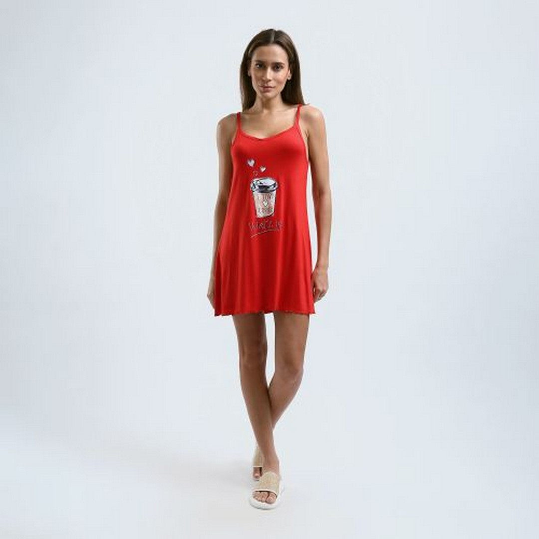 ميسيري قميص نوم قطن حريمي حمالات رفيعة - أحمر