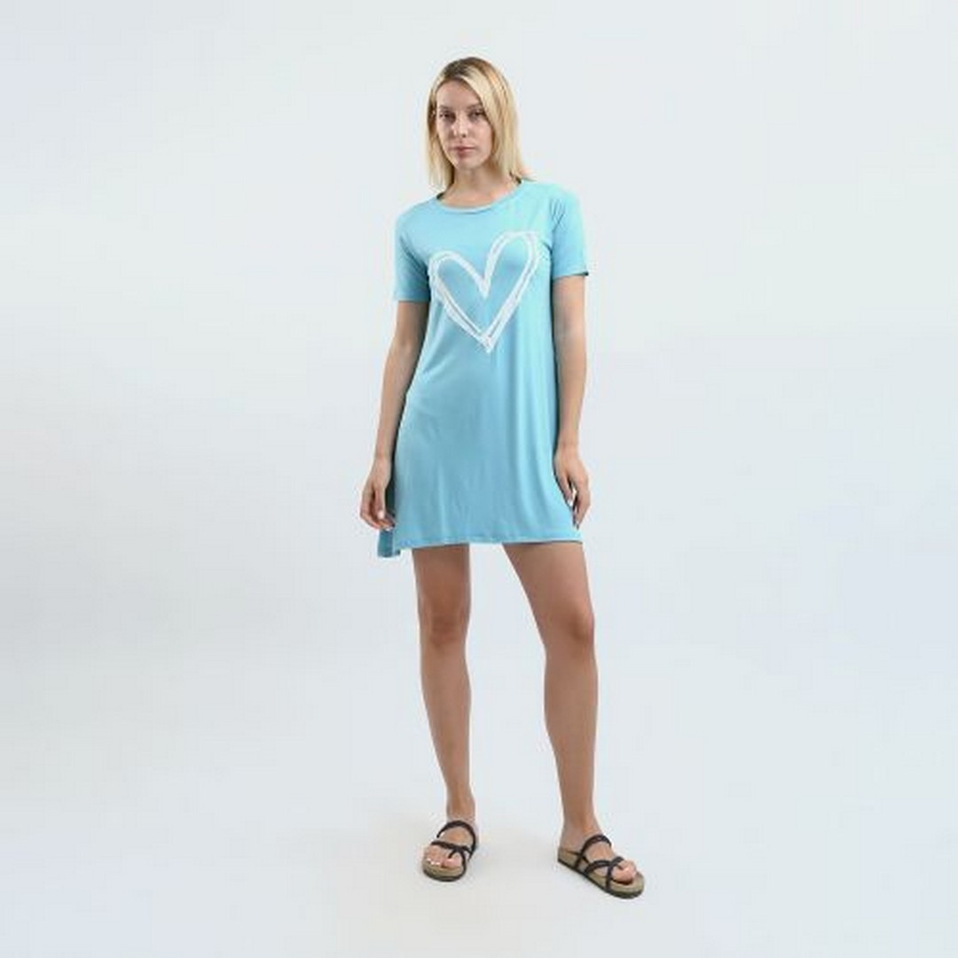 ميسيري قميص نوم حريمي مطبوع أكمام قصيرة - لبني