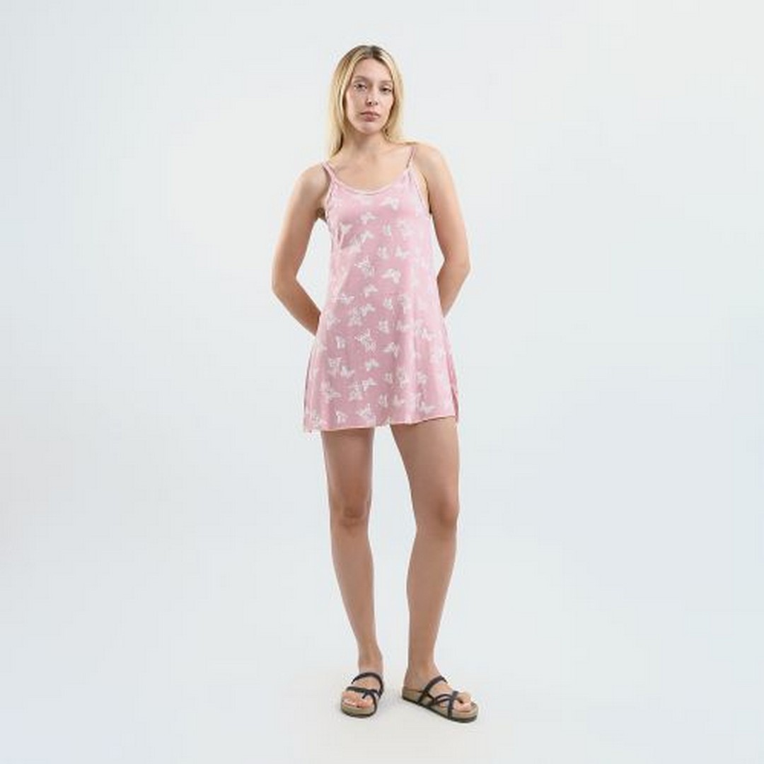 ميسيري قميص نوم حريمي منقوش حمالات رفيعة - بينك