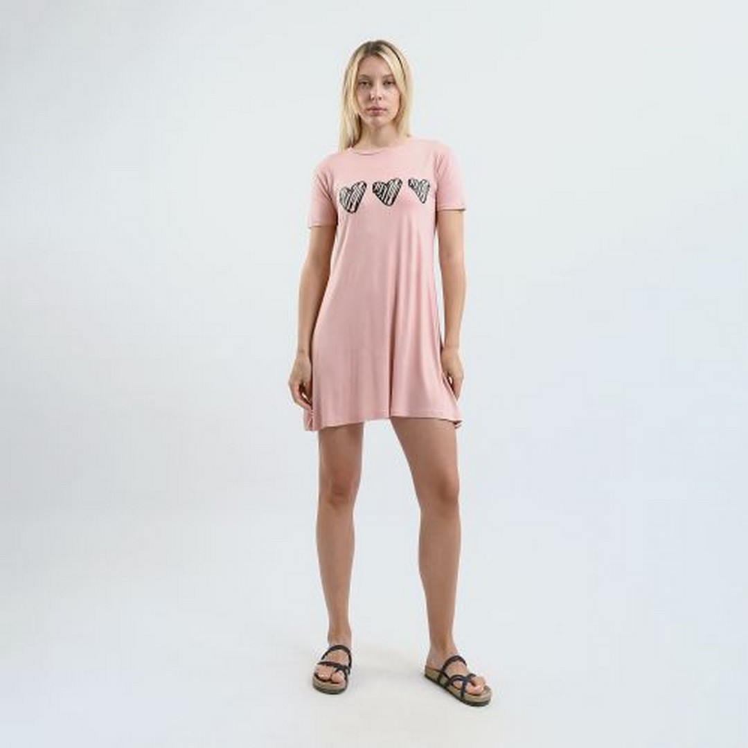 ميسيري قميص نوم حريمي قطن أكمام قصيرة - بينك