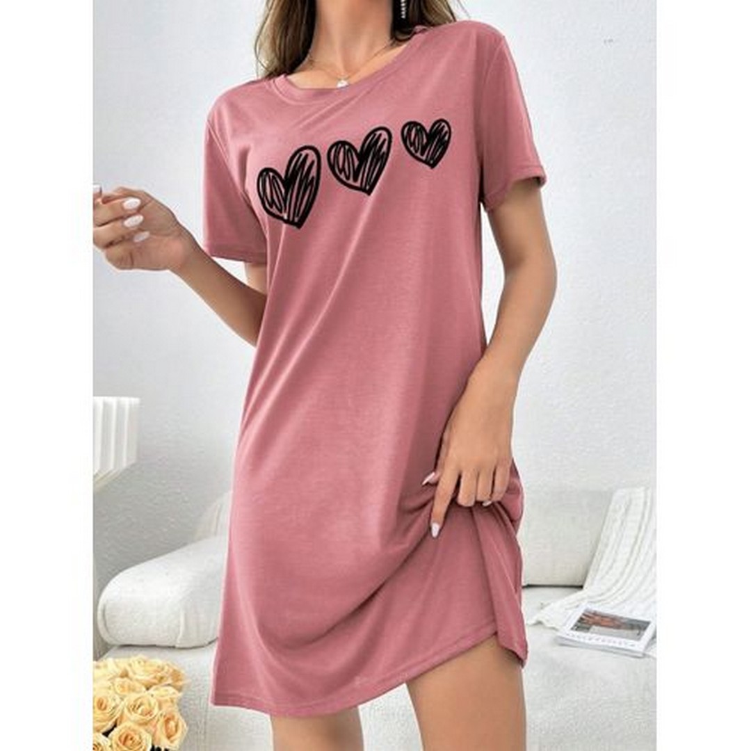 ميسيري قميص نوم حريمي مطبوع مسيري أكمام قصيرة - كشميري