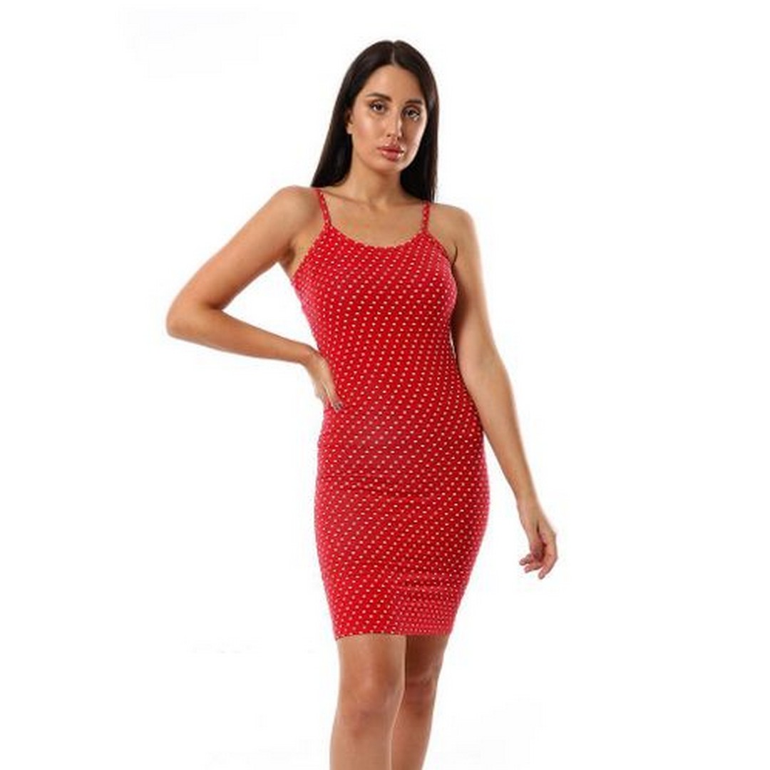 ميسيري قميص نوم منقوش حمالات رفيعة مسيري - أحمر