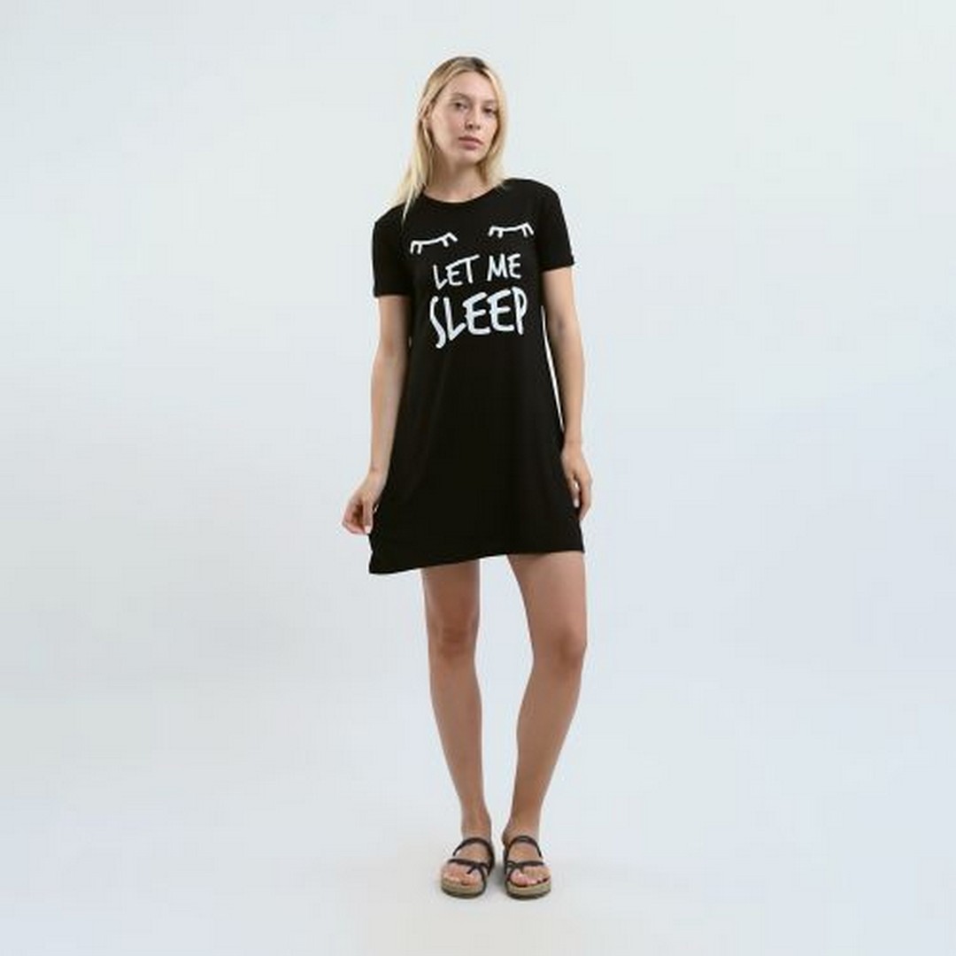 ميسيري قميص نوم مسيري حريمي مطبوع - أسود