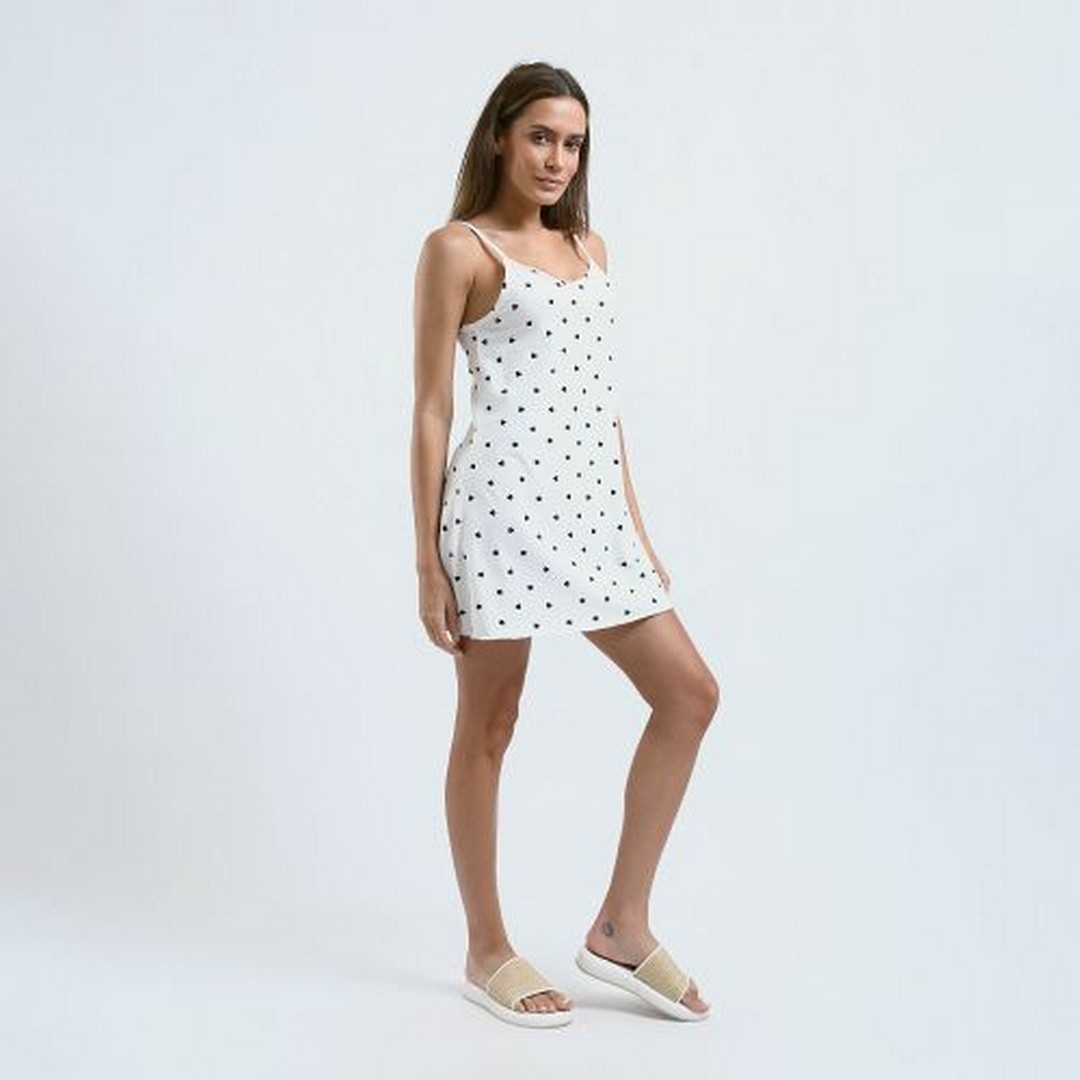 ميسيري قميص نوم مسيري حريمي منقوش حمالات رفيعة - أبيض