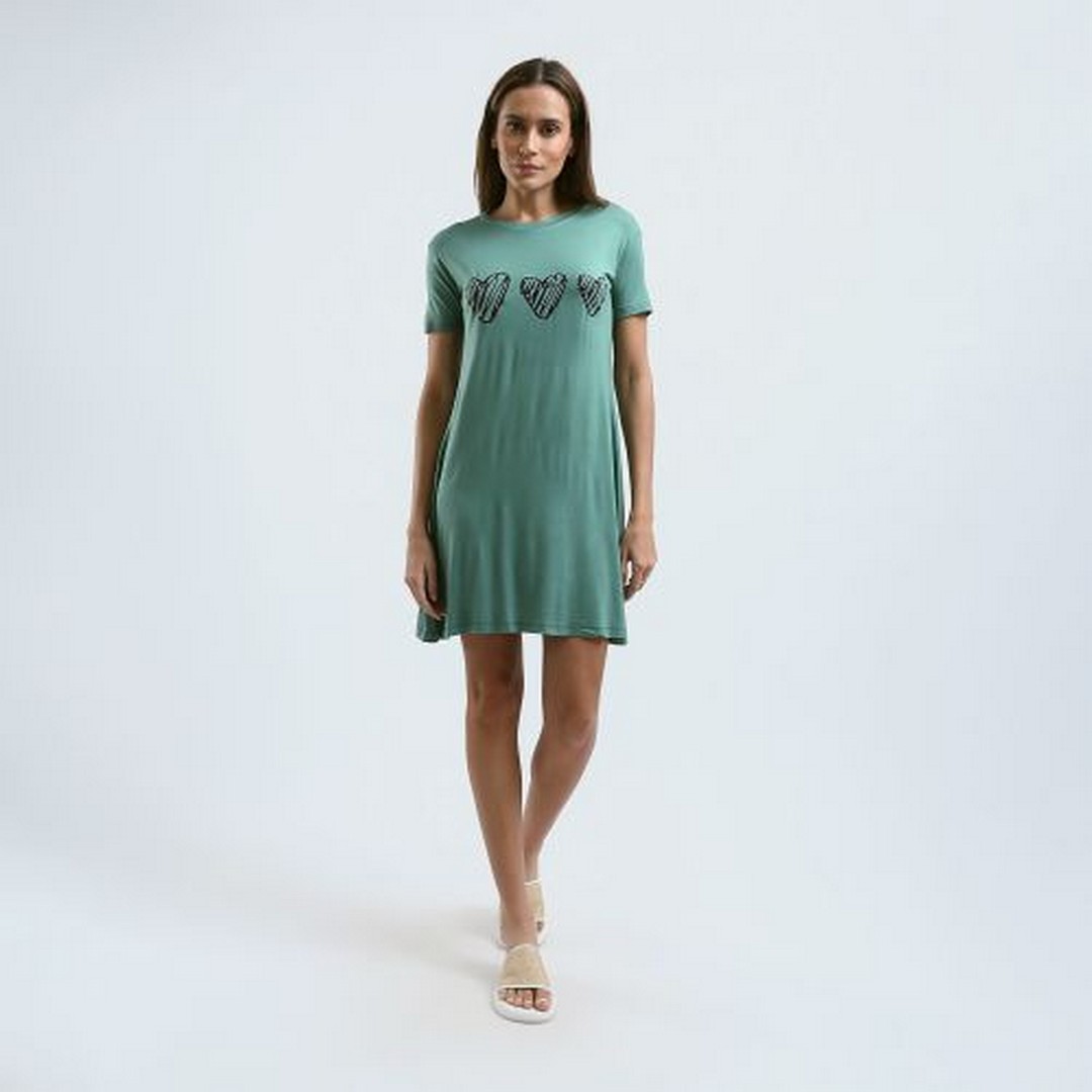 ميسيري قميص نوم حريمي مسيري مطبوع أكمام قصيرة - فسدقي