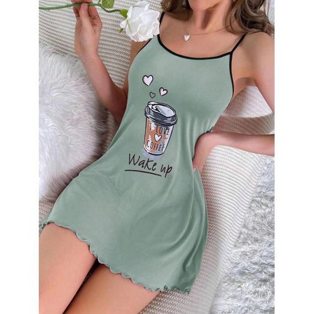 ميسيري قميص نوم حريمي حمالات رفيعة قصير - تركواز