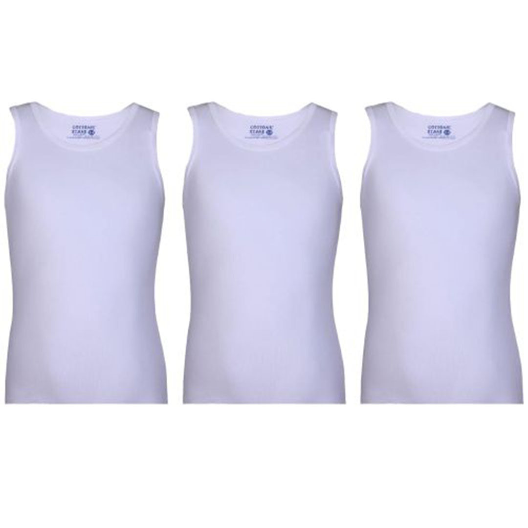 قطونيل فانلات داخلية أولادي قطن - 3 قطع - أبيض