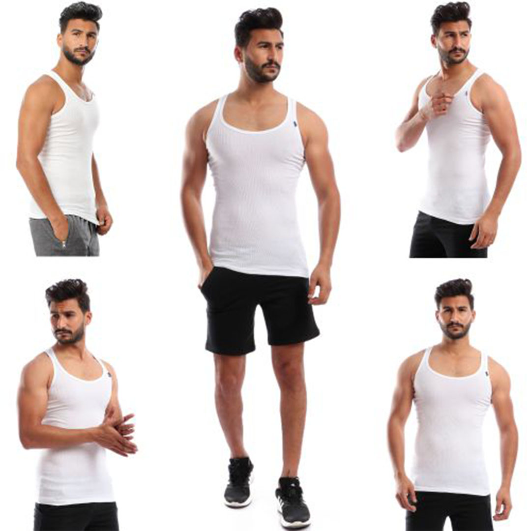 قطونيل فانيلات رجالي داخلي قطن - 5 قطع - أبيض