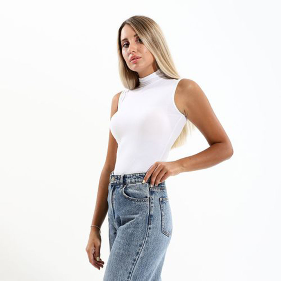 الميسيري توب هاي كول كت قطن حريمي - أبيض