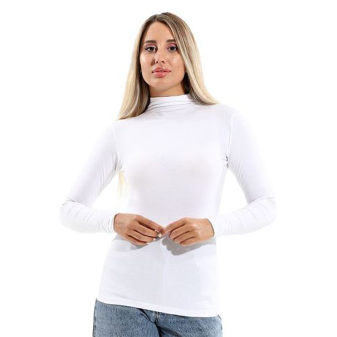 الميسيري تشيرت كم سليم هاي كول حريمي راوند - أبيض