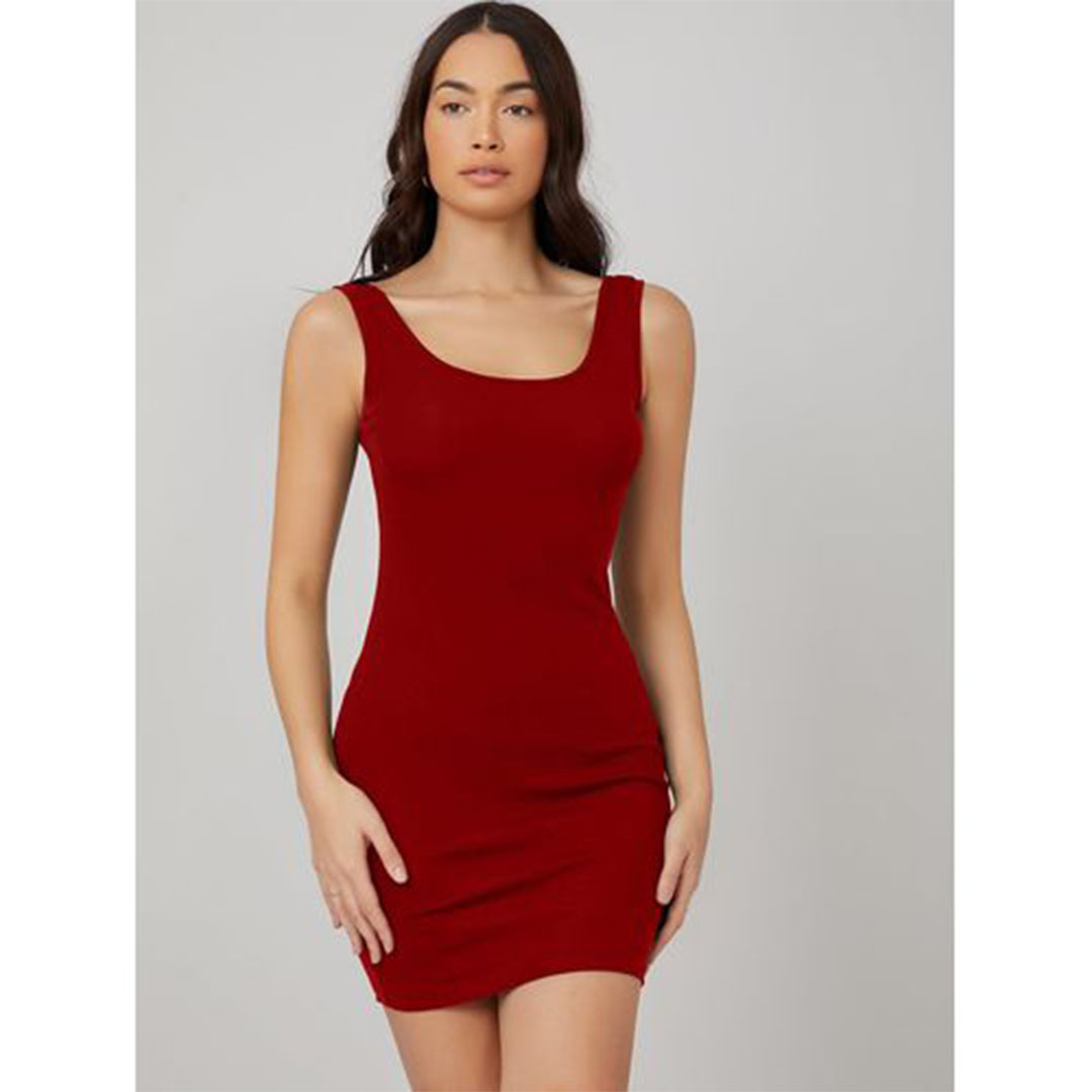 الميسيري فستان قطن بحمالات عريضة حريمي - أحمر