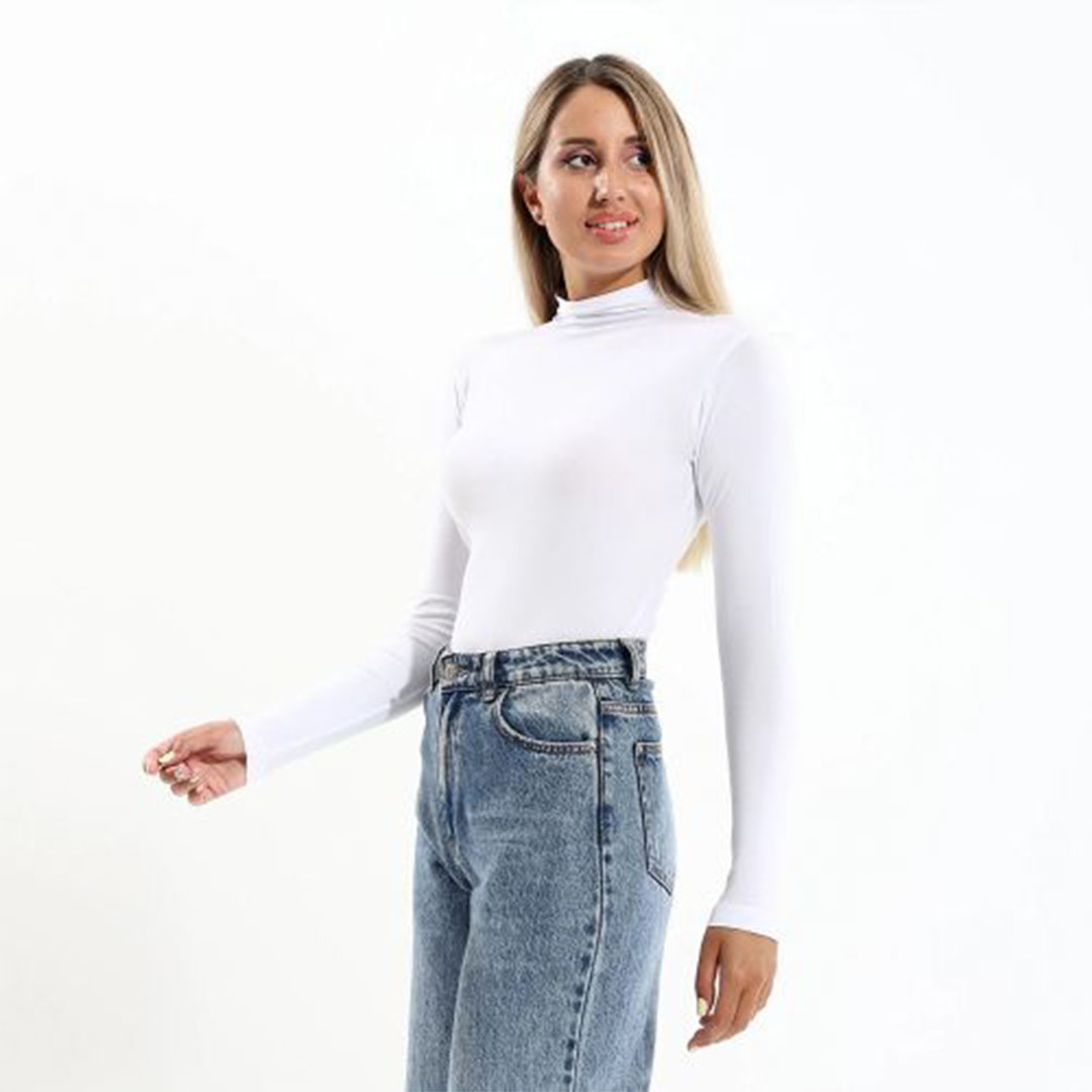 الميسيري تشيرت كم سليم هاي كول حريمي راوند - أبيض