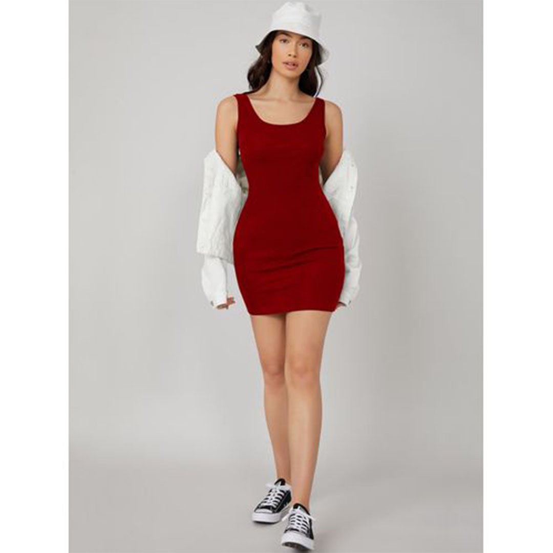 الميسيري فستان قطن بحمالات عريضة حريمي - أحمر