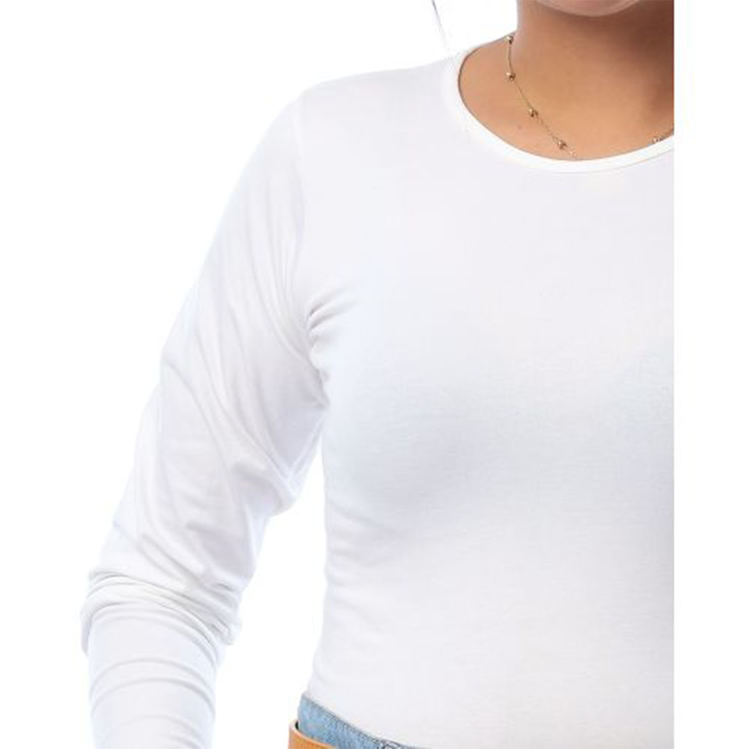 الميسيري تيشيرت سليم حريمي قطن -أبيض