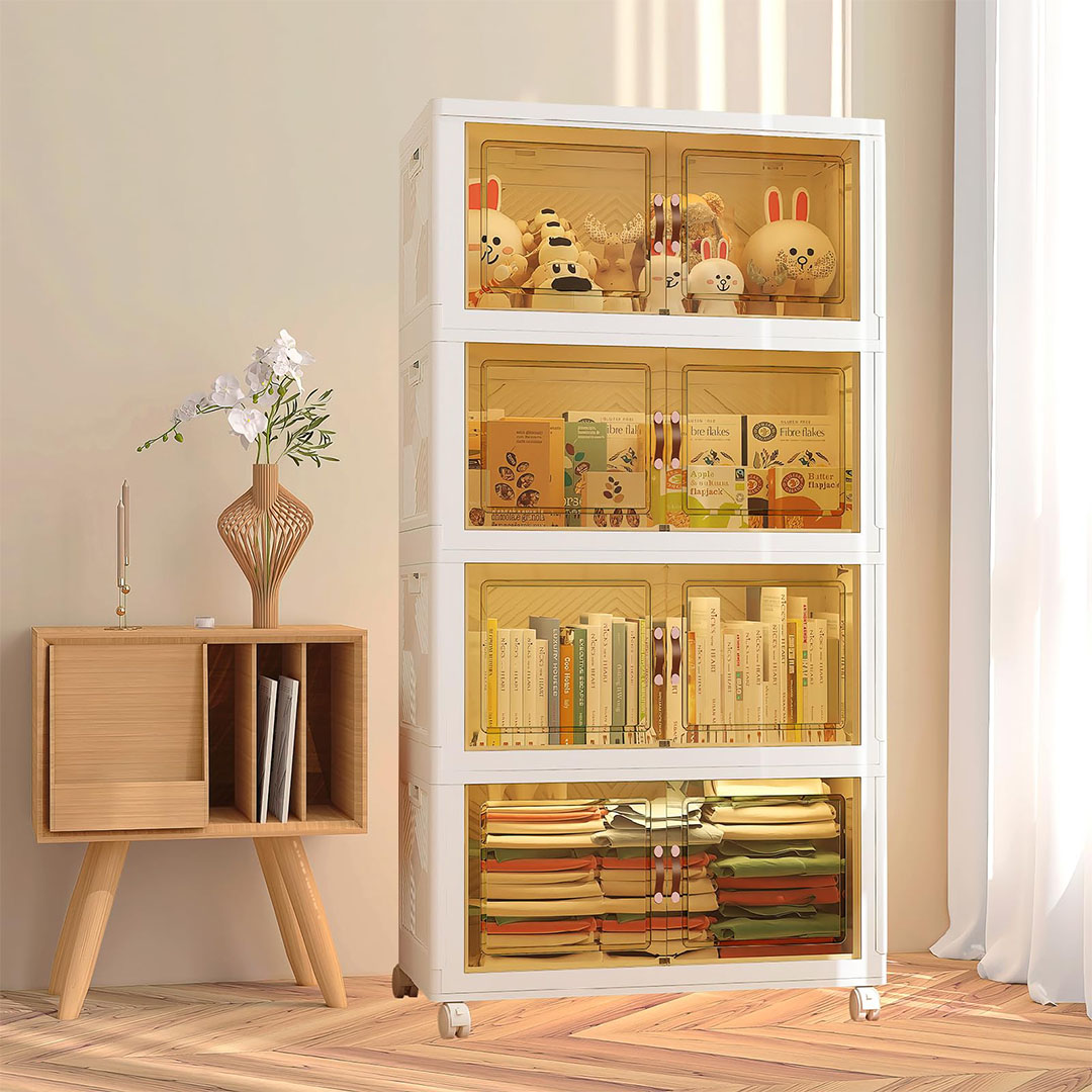 دولاب تخزين قابل للفك و التركيب - 4 دور - أبيض