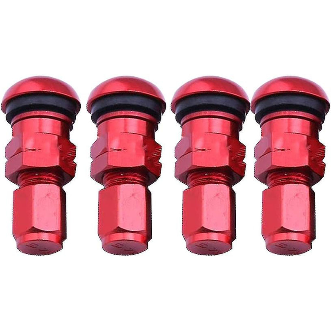 طقم بلف الومنيوم للعجلة السيارة - 4 قطع - أحمر