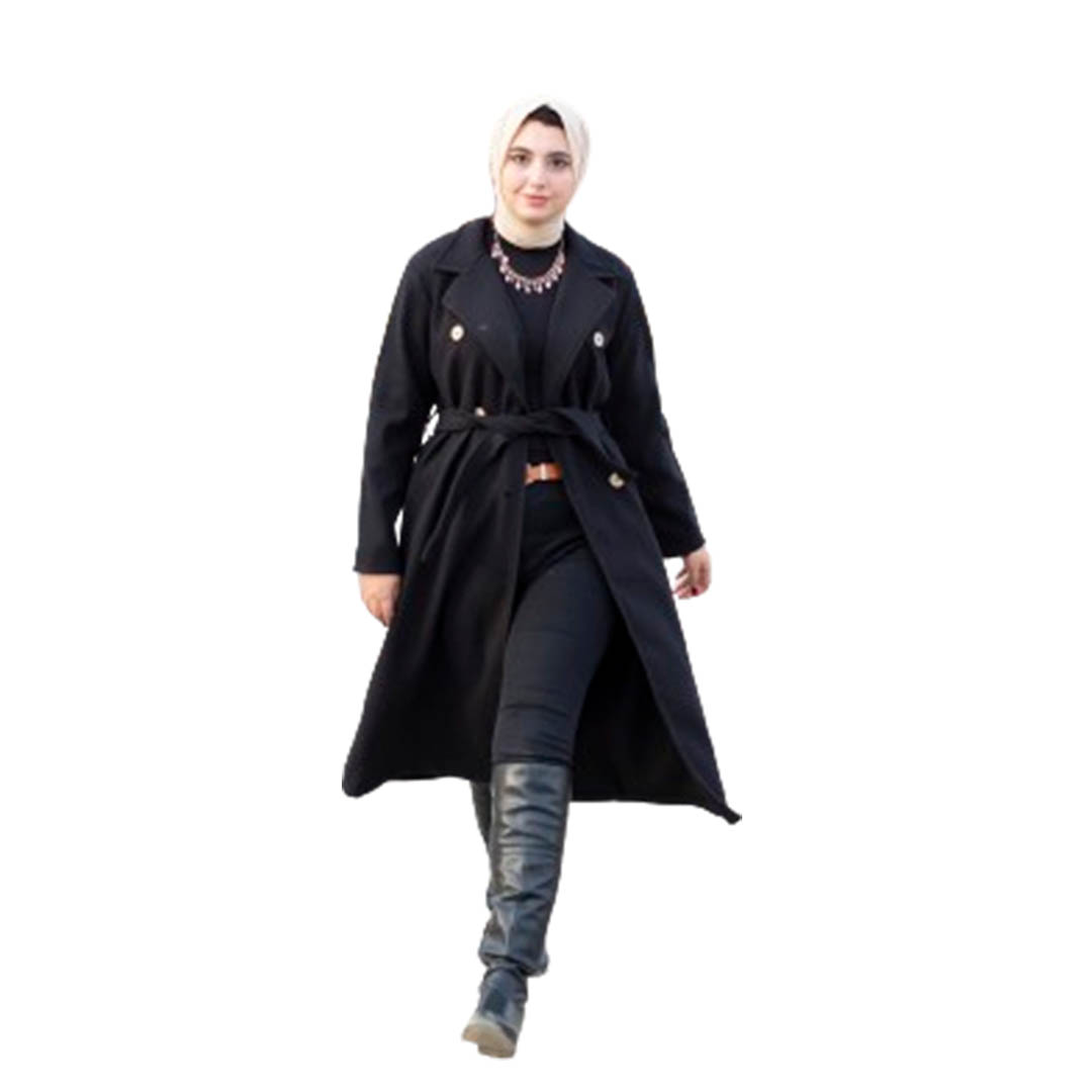 بالطو حريمي طويل شتوي - أسود