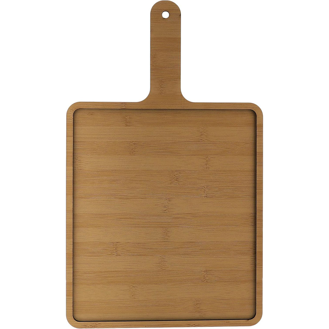 طبق خشبي للوجبات الخفيفة مع مقبض - بني