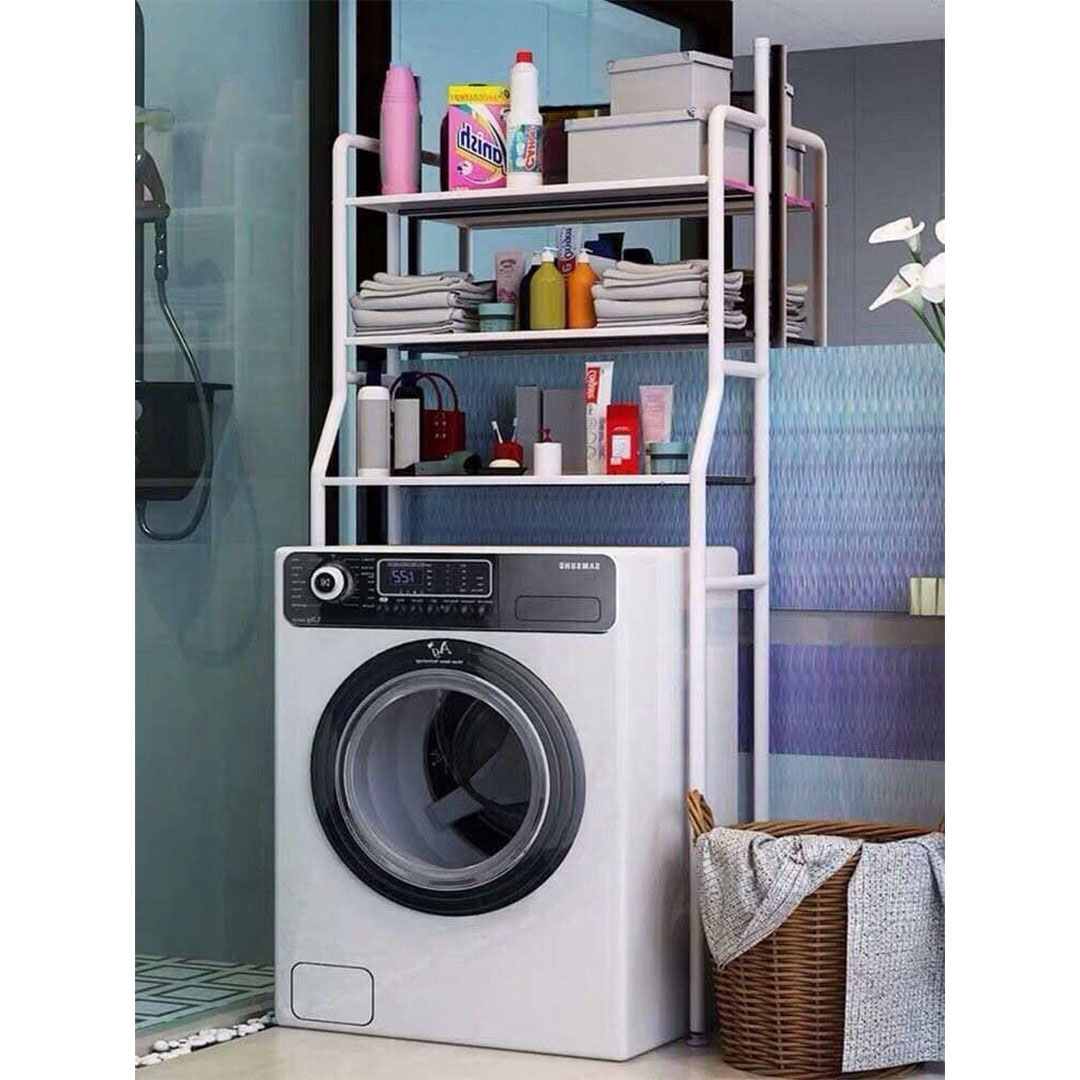 منظم غسالة معدنية - 3 رفوف - أبيض