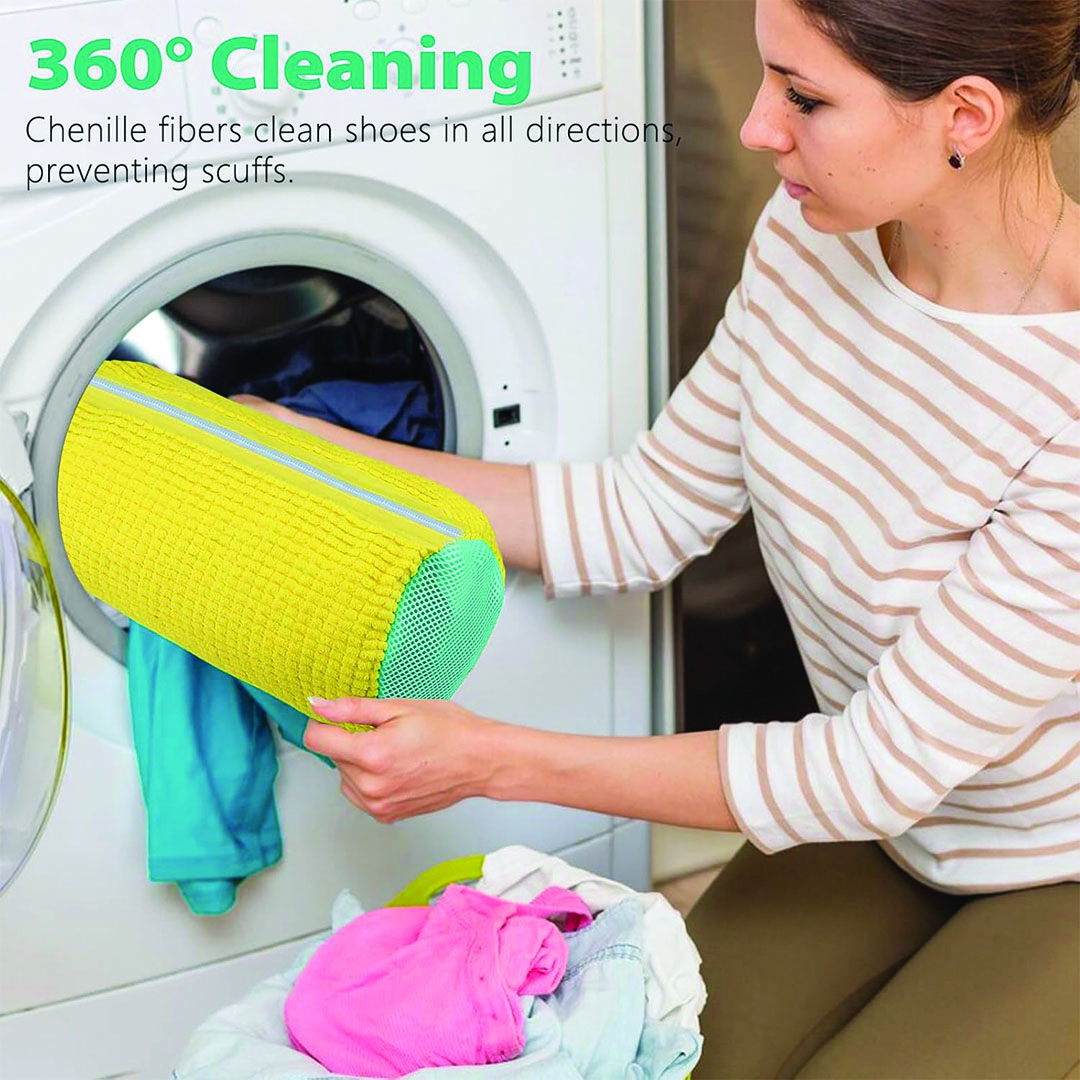 اكياس غسيل شبكية لتنظيف الاحذية قابلة لاعادة الاستخدام - أصفر
