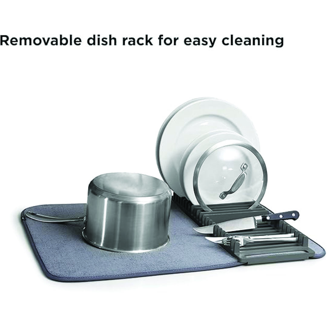 رف تجفيف الأطباق قابل للغسل في الغسالة - رمادي