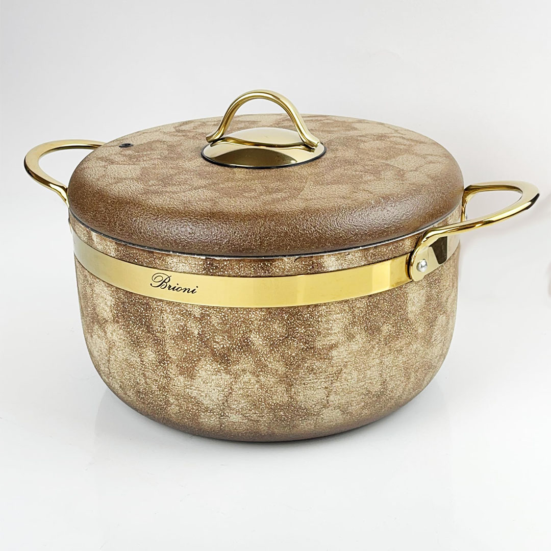 طقم حلل جرانيت بريوني - 12 قطعة - ذهبي