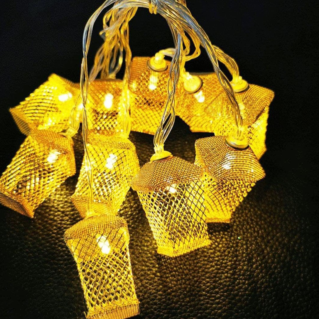 فرع زينة رمضان شكل فوانيس - 3 متر - ذهبي