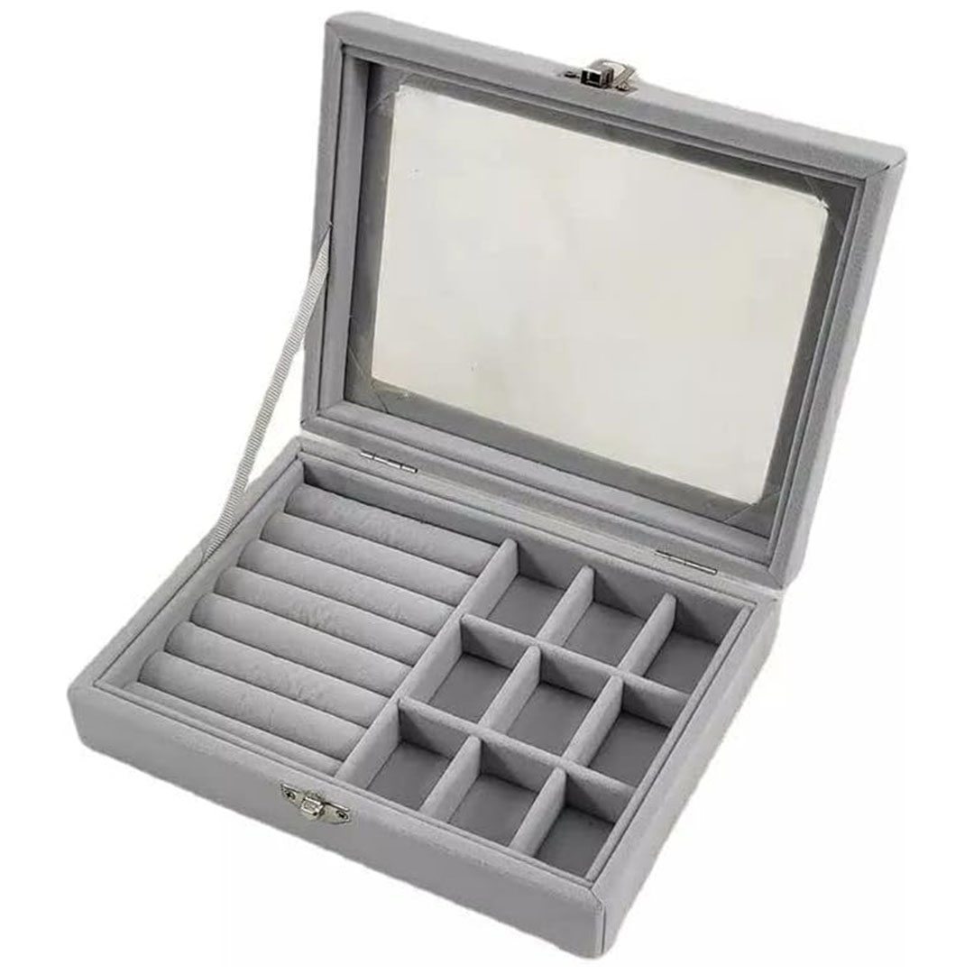 منظم اكسسوارات قطيفه - رمادي