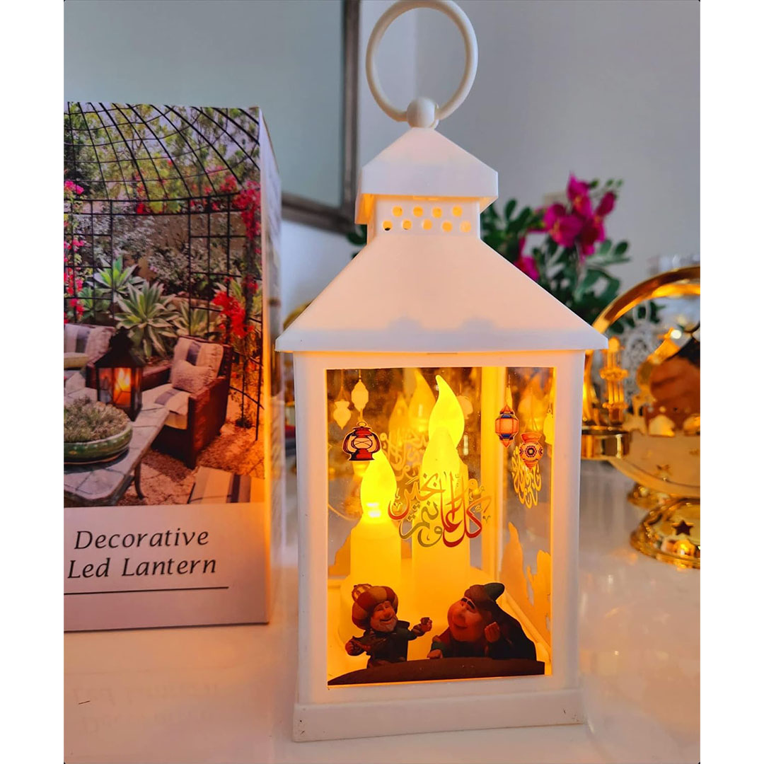 فانوس LED - حجم 25 × 13 سم - 3 شمعه - أبيض