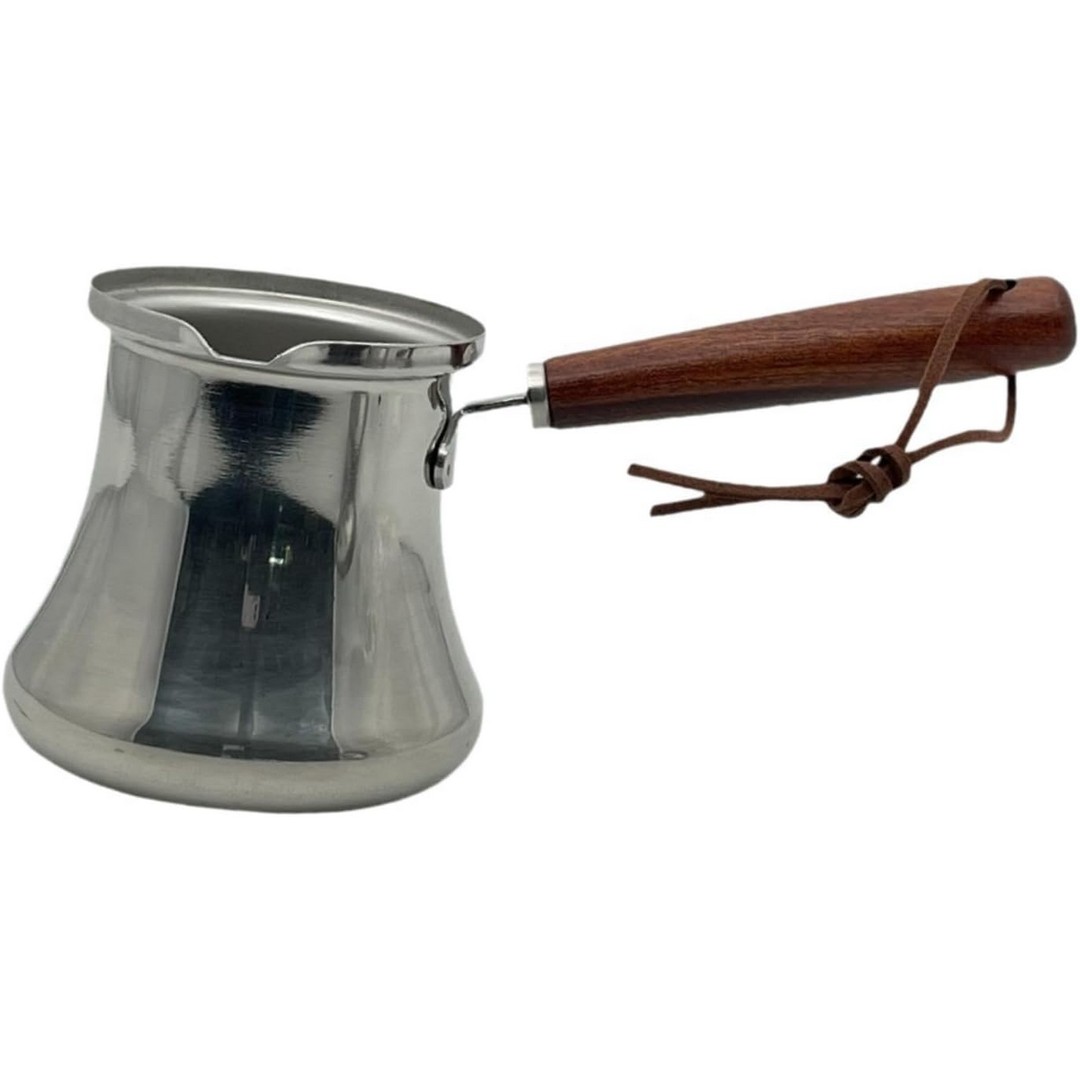 كنكة ستانلس ستيل بيد خشب - 250 مل - فضي