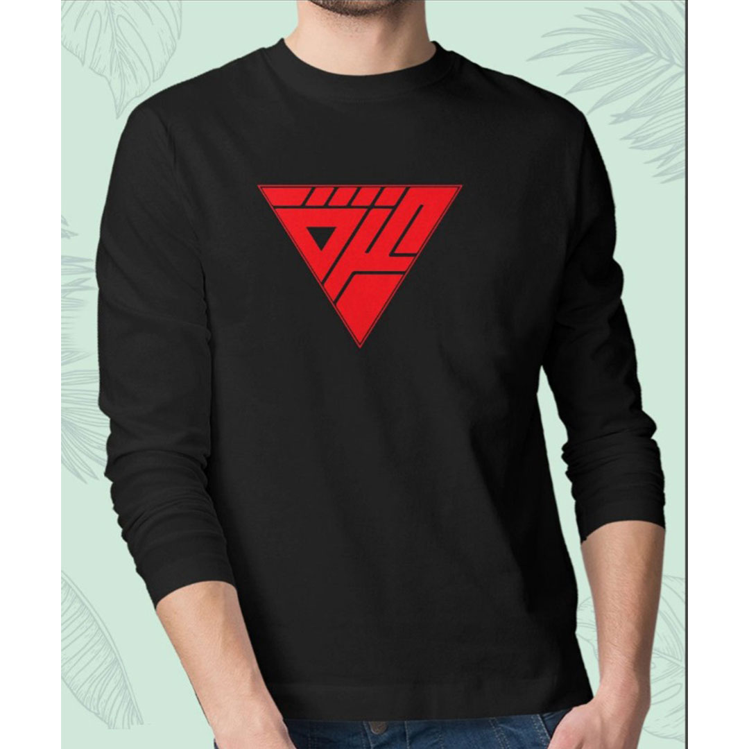 سويت شيرت رجالي كم طويل - أسود/أحمر
