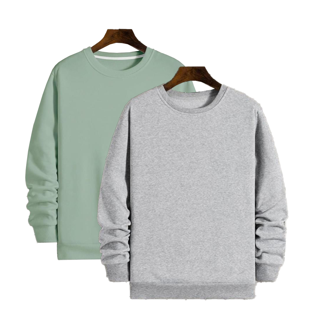 مجموعة سويت شيرت للجنسين - 2 قطعة - مينت/رمادي