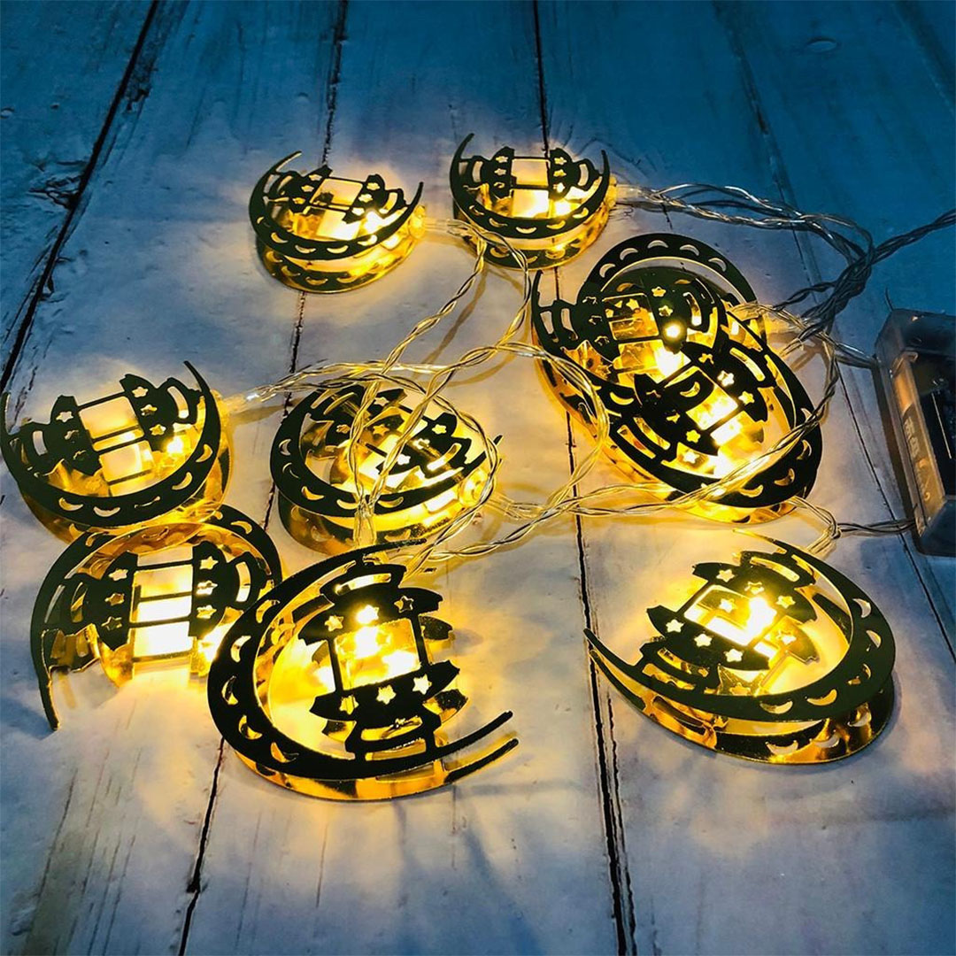 شريط اضاءة نحاسي - شكل هلال و فانوس - 3 متر