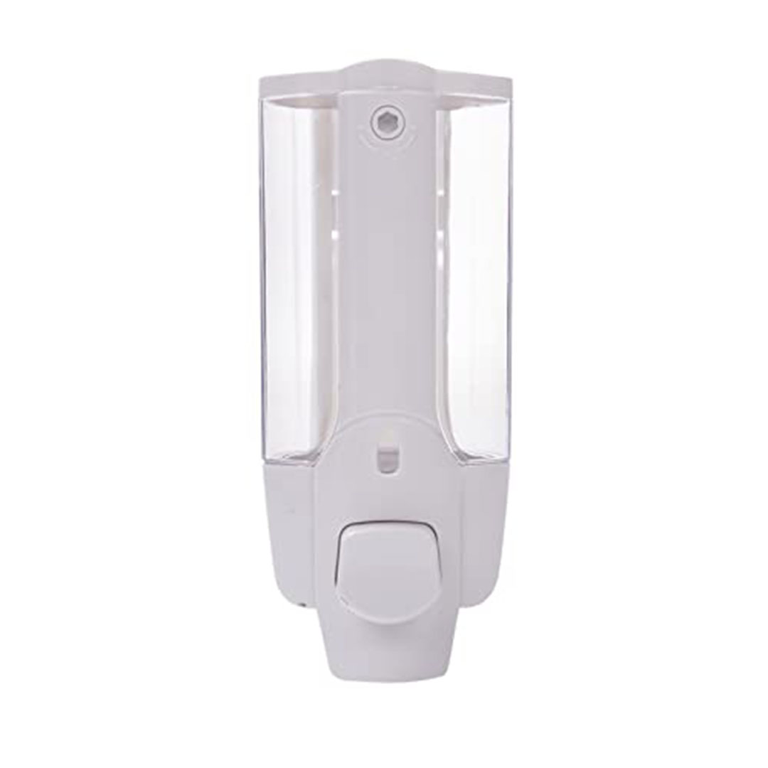 موزع صابون وشامبو مزدوج للتثبيت على الحائط - أبيض